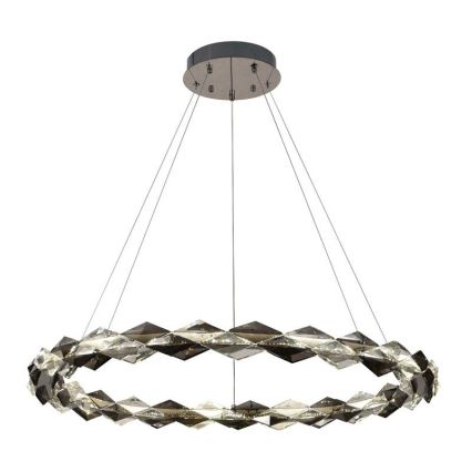 LED Кришталева підвісна люстра з регулюванням яскравості LED/55W/230V 3000-6500K глянцевий хром + пульт дистанційного керування