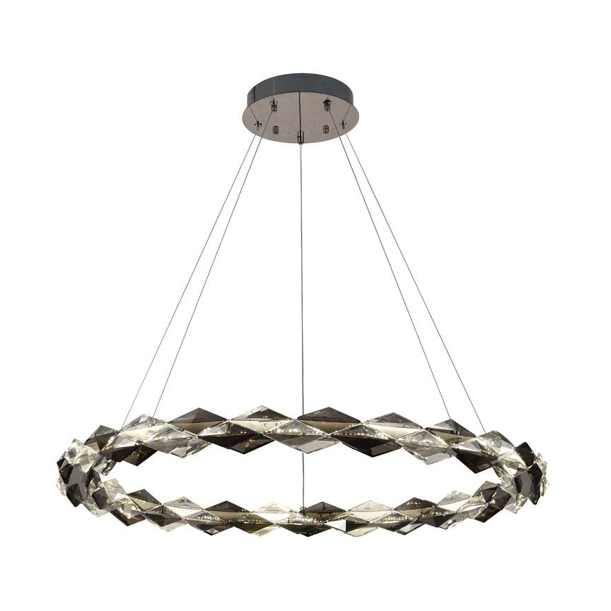 LED Кришталева підвісна люстра з регулюванням яскравості LED/55W/230V 3000-6500K глянцевий хром + пульт дистанційного керування