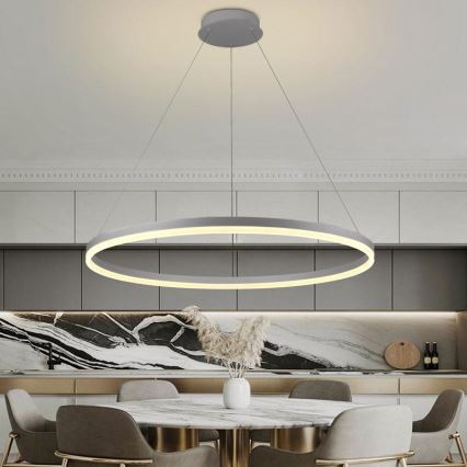 Світлодіодна підвісна люстра з регулюванням яскравості LED/55W/230V 3000-6500K діаметр 80 см + пульт дистанційного керування
