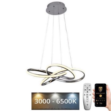 Світлодіодна підвісна люстра з регулюванням яскравості LED/65W/230V 3000-6500K хром + пульт дистанційного керування