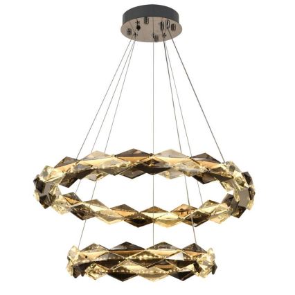 LED Кришталева підвісна люстра з регулюванням яскравості LED/65W/230V 3000-6500K глянцевий хром + пульт дистанційного керування