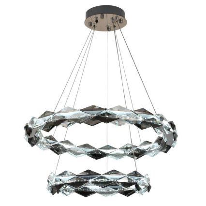 LED Кришталева підвісна люстра з регулюванням яскравості LED/65W/230V 3000-6500K глянцевий хром + пульт дистанційного керування