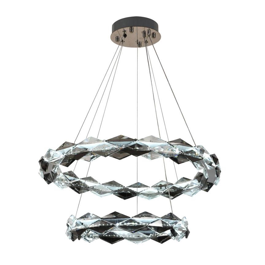 LED Кришталева підвісна люстра з регулюванням яскравості LED/65W/230V 3000-6500K глянцевий хром + пульт дистанційного керування