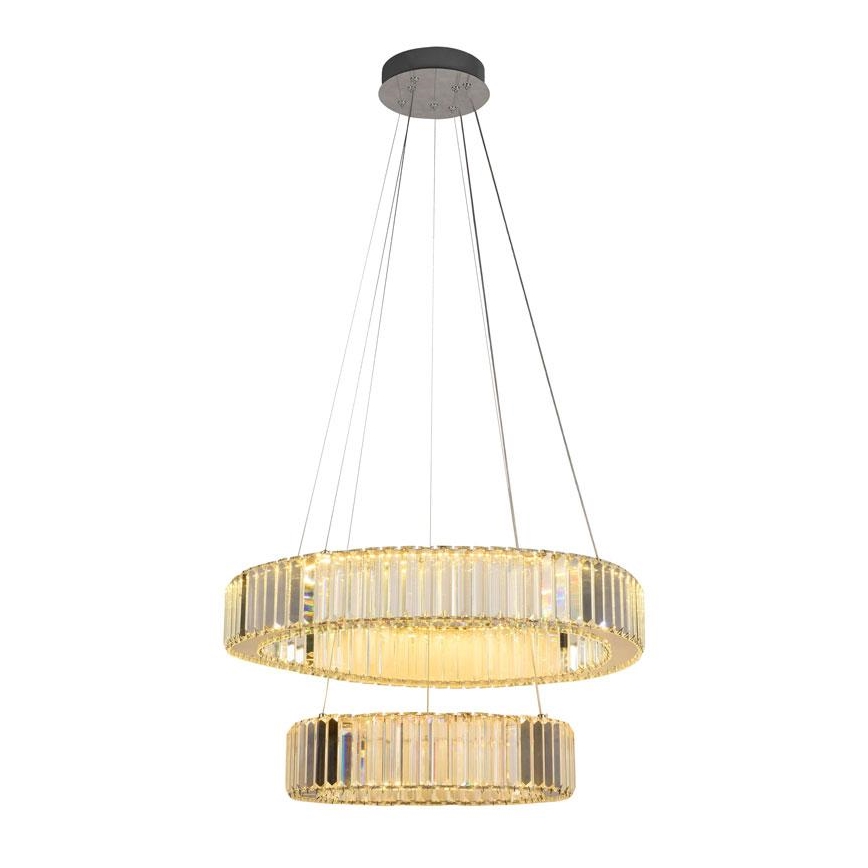 LED Кришталева підвісна люстра з регулюванням яскравості LED/65W/230V 3000-6500K глянцевий хром + пульт дистанційного керування