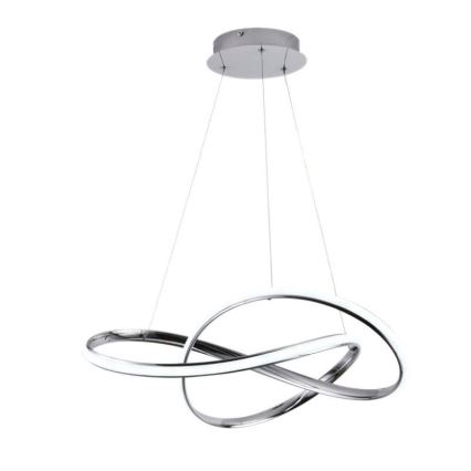 Світлодіодна підвісна люстра з регулюванням яскравості LED/70W/230V 3000-6500K діаметр 60 см глянцевий хром + пульт дистанційного керування