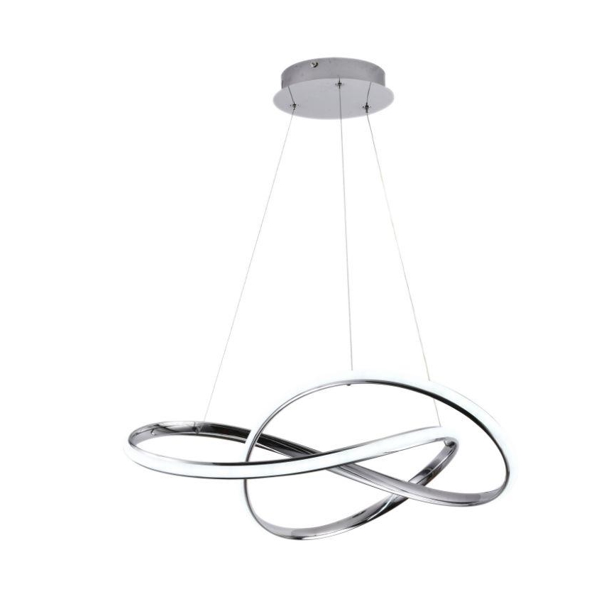 Світлодіодна підвісна люстра з регулюванням яскравості LED/70W/230V 3000-6500K діаметр 60 см глянцевий хром + пульт дистанційного керування