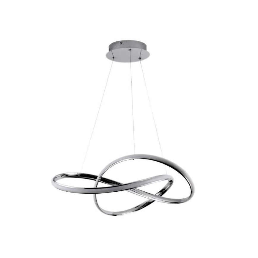 Світлодіодна підвісна люстра з регулюванням яскравості LED/70W/230V 3000-6500K діаметр 60 см глянцевий хром + пульт дистанційного керування
