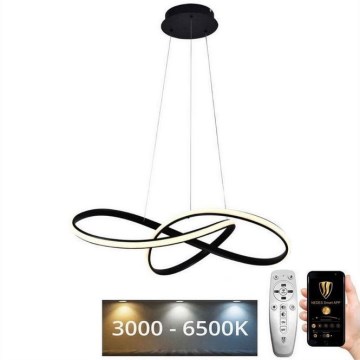 Світлодіодна підвісна люстра з регулюванням яскравості LED/70W/230V 3000-6500K чорний + пульт дистанційного керування