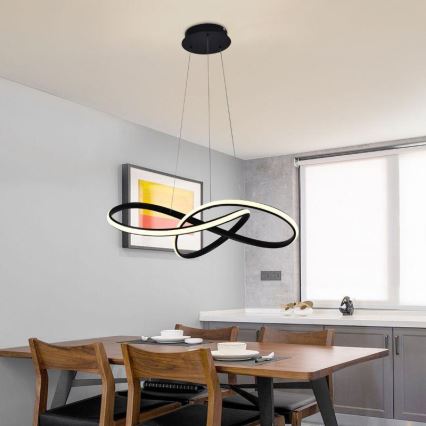 Світлодіодна підвісна люстра з регулюванням яскравості LED/70W/230V 3000-6500K діаметр 60 см чорний + пульт дистанційного керування