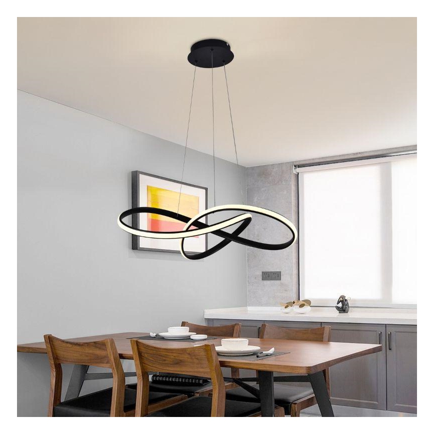 Світлодіодна підвісна люстра з регулюванням яскравості LED/70W/230V 3000-6500K діаметр 60 см чорний + пульт дистанційного керування