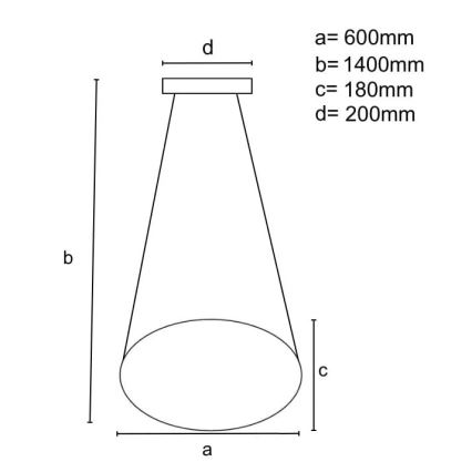 Світлодіодна підвісна люстра з регулюванням яскравості LED/70W/230V 3000-6500K діаметр 60 см чорний + пульт дистанційного керування