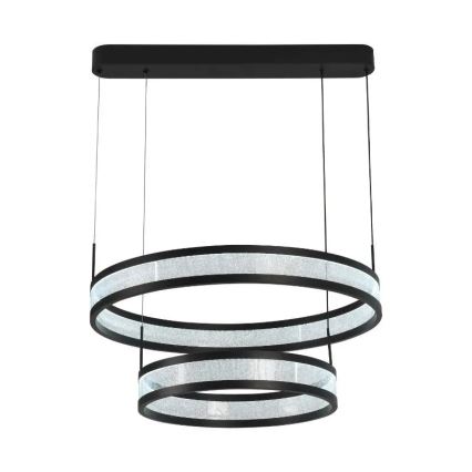 Світлодіодна підвісна люстра з регулюванням яскравості LED/70W/230V 3000-6500K діаметр 60 см чорний + пульт дистанційного керування