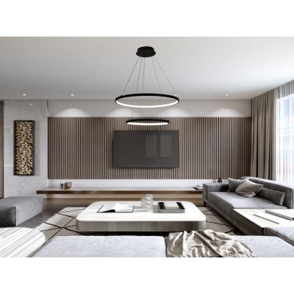 Світлодіодна підвісна люстра з регулюванням яскравості LED/75W/230V 3000-6500K діаметр 60 см + пульт дистанційного керування