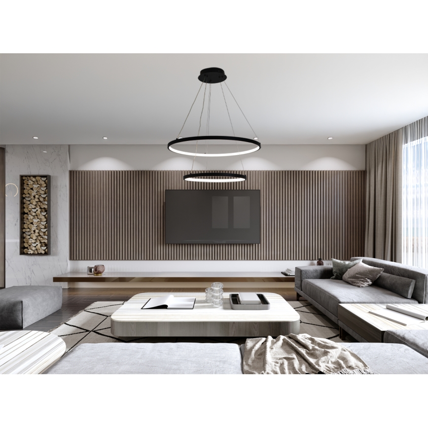 Світлодіодна підвісна люстра з регулюванням яскравості LED/75W/230V 3000-6500K діаметр 60 см + пульт дистанційного керування