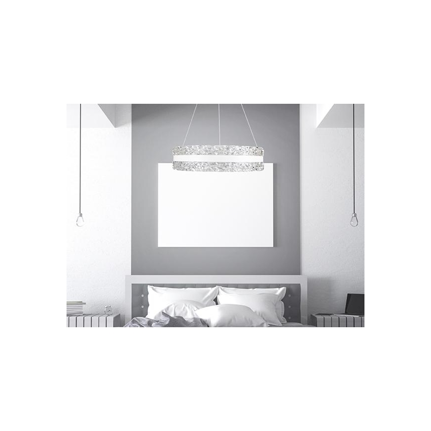 LED Кришталева підвісна люстра з регулюванням яскравості LED/80W/230V 3000-6500K білий + пульт дистанційного керування
