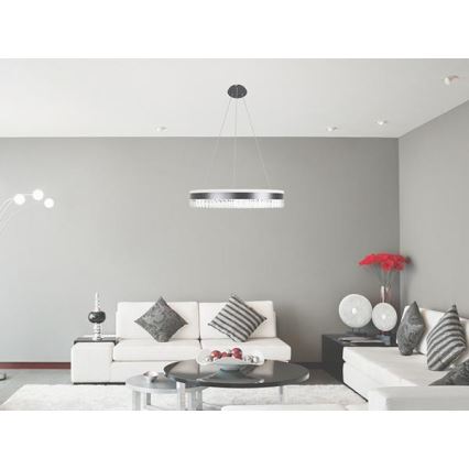 LED Кришталева підвісна люстра з регулюванням яскравості LED/80W/230V 3000-6500K чорний + пульт дистанційного керування