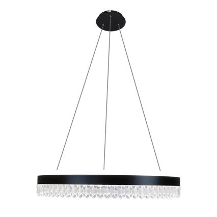 LED Кришталева підвісна люстра з регулюванням яскравості LED/80W/230V 3000-6500K чорний + пульт дистанційного керування