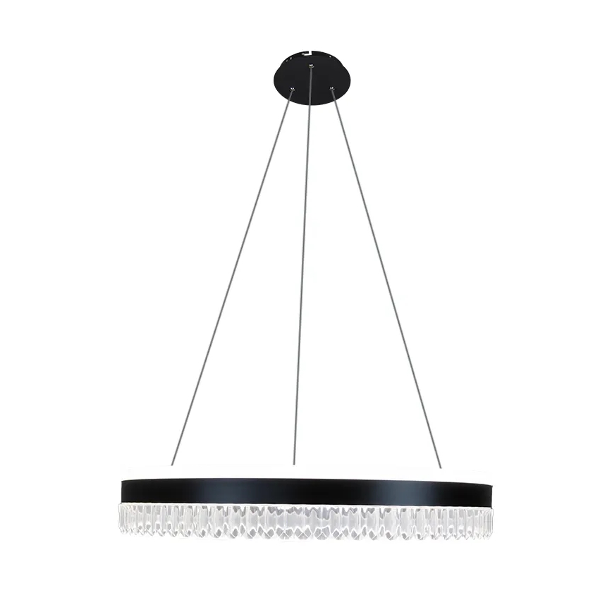 LED Кришталева підвісна люстра з регулюванням яскравості LED/80W/230V 3000-6500K чорний + пульт дистанційного керування