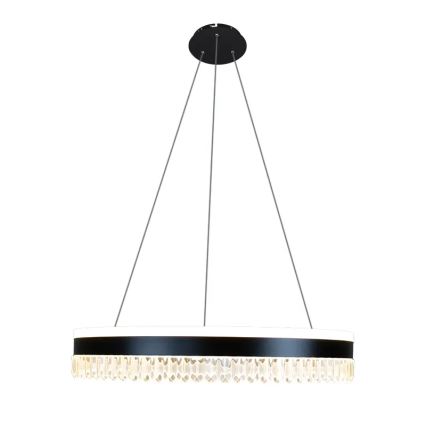 LED Кришталева підвісна люстра з регулюванням яскравості LED/80W/230V 3000-6500K чорний + пульт дистанційного керування