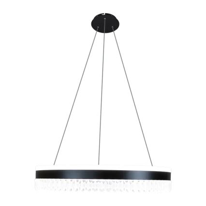 LED Кришталева підвісна люстра з регулюванням яскравості LED/80W/230V 3000-6500K чорний + пульт дистанційного керування