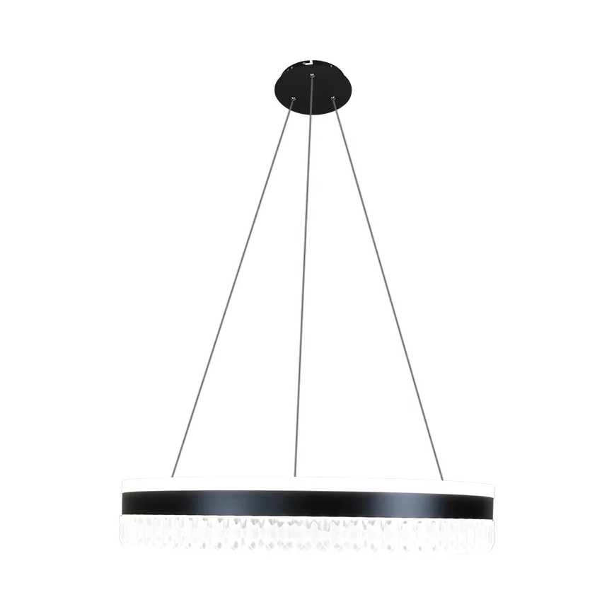 LED Кришталева підвісна люстра з регулюванням яскравості LED/80W/230V 3000-6500K чорний + пульт дистанційного керування