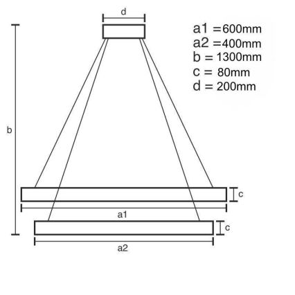Світлодіодна підвісна люстра з регулюванням яскравості LED/80W/230V 3000-6500K + пульт дистанційного керування
