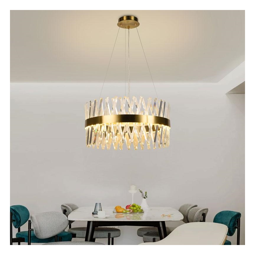 LED з регулюванням яскравості кришталева люстра підвісна LED/80W/230V 3000-6500K золотий + пульт дистанційного керування
