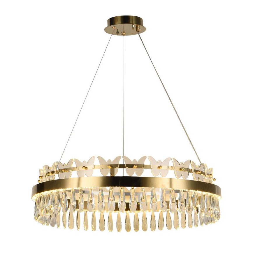 LED з регулюванням яскравості кришталева люстра підвісна LED/80W/230V 3000-6500K золотий + пульт дистанційного керування