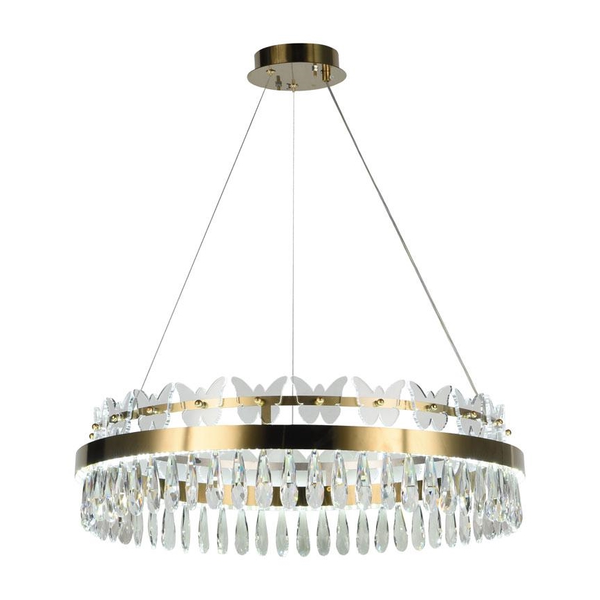LED з регулюванням яскравості кришталева люстра підвісна LED/80W/230V 3000-6500K золотий + пульт дистанційного керування