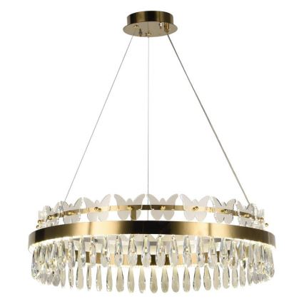 LED з регулюванням яскравості кришталева люстра підвісна LED/80W/230V 3000-6500K золотий + пульт дистанційного керування