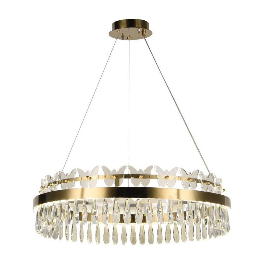LED з регулюванням яскравості кришталева люстра підвісна LED/80W/230V 3000-6500K золотий + пульт дистанційного керування