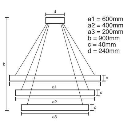 Світлодіодна підвісна люстра з регулюванням яскравості LED/85W/230V 3000-6500K + пульт дистанційного керування