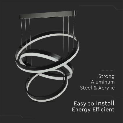 Світлодіодна підвісна люстра з регулюванням яскравості LED/86W/230V 3000K чорний