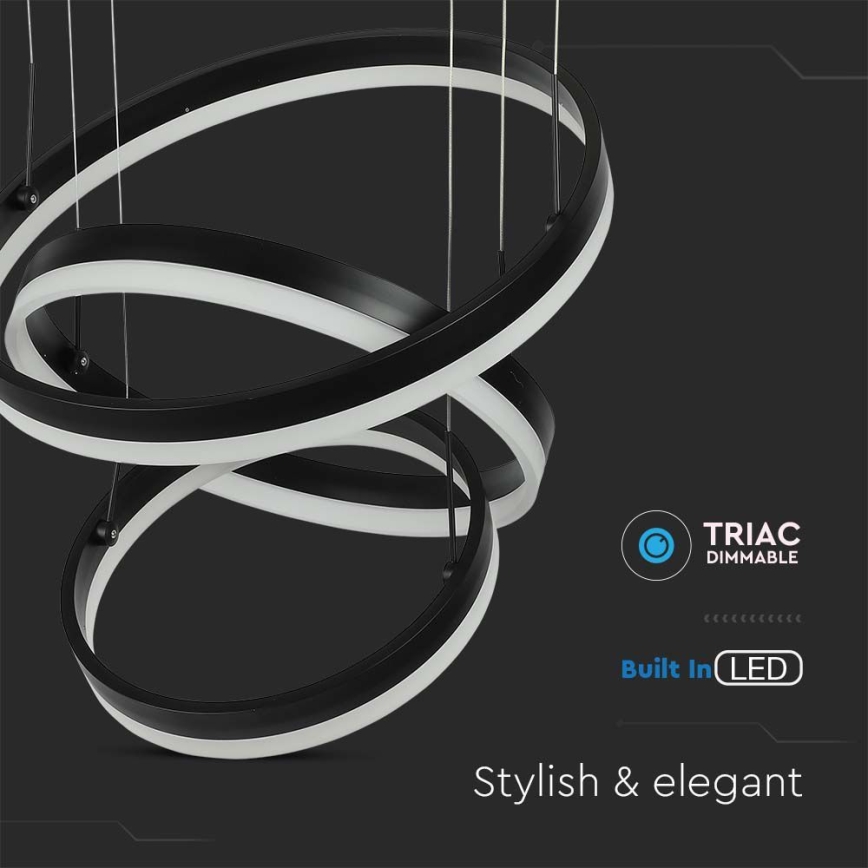 Світлодіодна підвісна люстра з регулюванням яскравості LED/86W/230V 3000K чорний