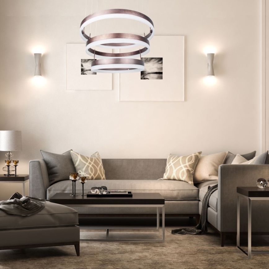 Світлодіодна підвісна люстра з регулюванням яскравості LED/86W/230V 3000K коричневий