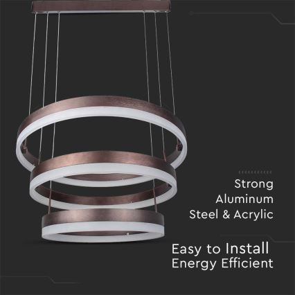 Світлодіодна підвісна люстра з регулюванням яскравості LED/86W/230V 3000K коричневий