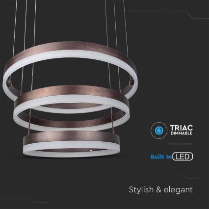 Світлодіодна підвісна люстра з регулюванням яскравості LED/86W/230V 3000K коричневий
