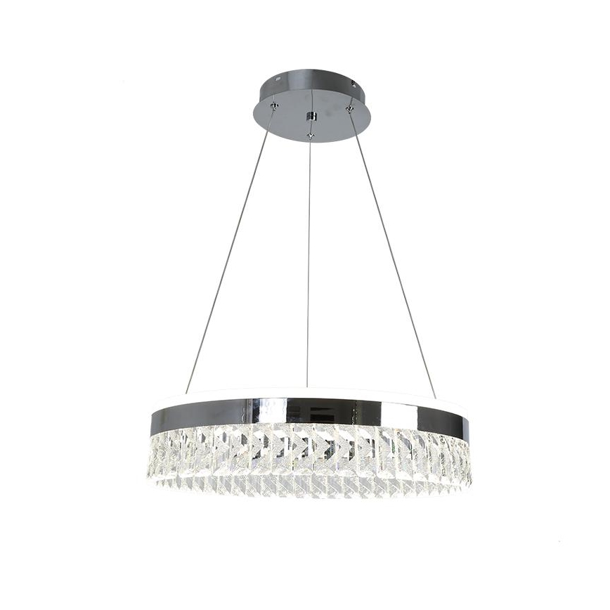 LED Кришталева підвісна люстра з регулюванням яскравості LED/90W/230V 3000-6500K глянцевий хром + пульт дистанційного керування