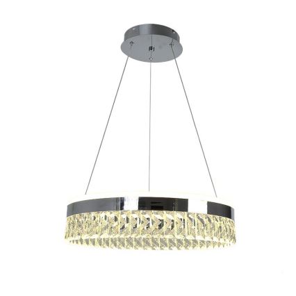 LED Кришталева підвісна люстра з регулюванням яскравості LED/90W/230V 3000-6500K глянцевий хром + пульт дистанційного керування