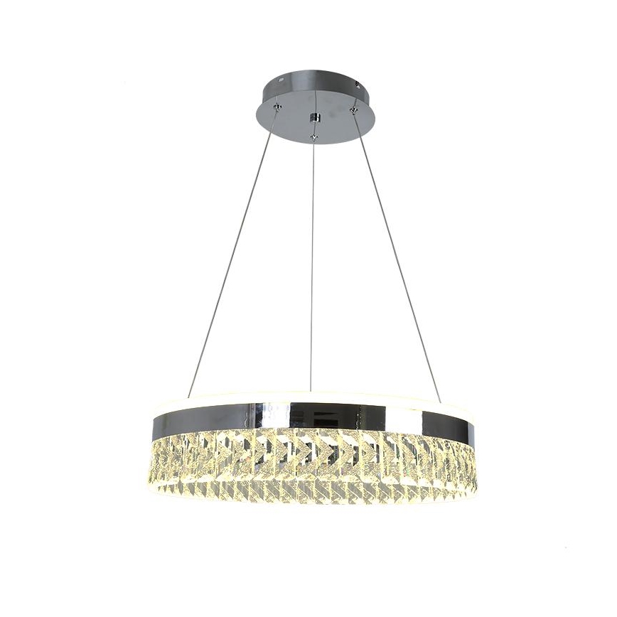 LED Кришталева підвісна люстра з регулюванням яскравості LED/90W/230V 3000-6500K глянцевий хром + пульт дистанційного керування