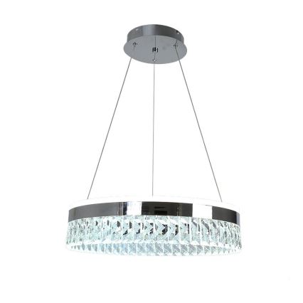 LED Кришталева підвісна люстра з регулюванням яскравості LED/90W/230V 3000-6500K глянцевий хром + пульт дистанційного керування
