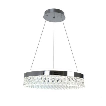 LED Кришталева підвісна люстра з регулюванням яскравості LED/90W/230V 3000-6500K глянцевий хром + пульт дистанційного керування