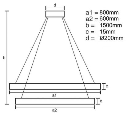 Світлодіодна підвісна люстра з регулюванням яскравості LED/90W/230V 3000-6500K + пульт дистанційного керування