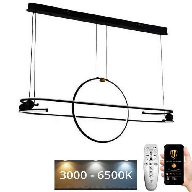 Світлодіодна підвісна люстра з регулюванням яскравості LED/95W/230V 3000-6500K + пульт дистанційного керування