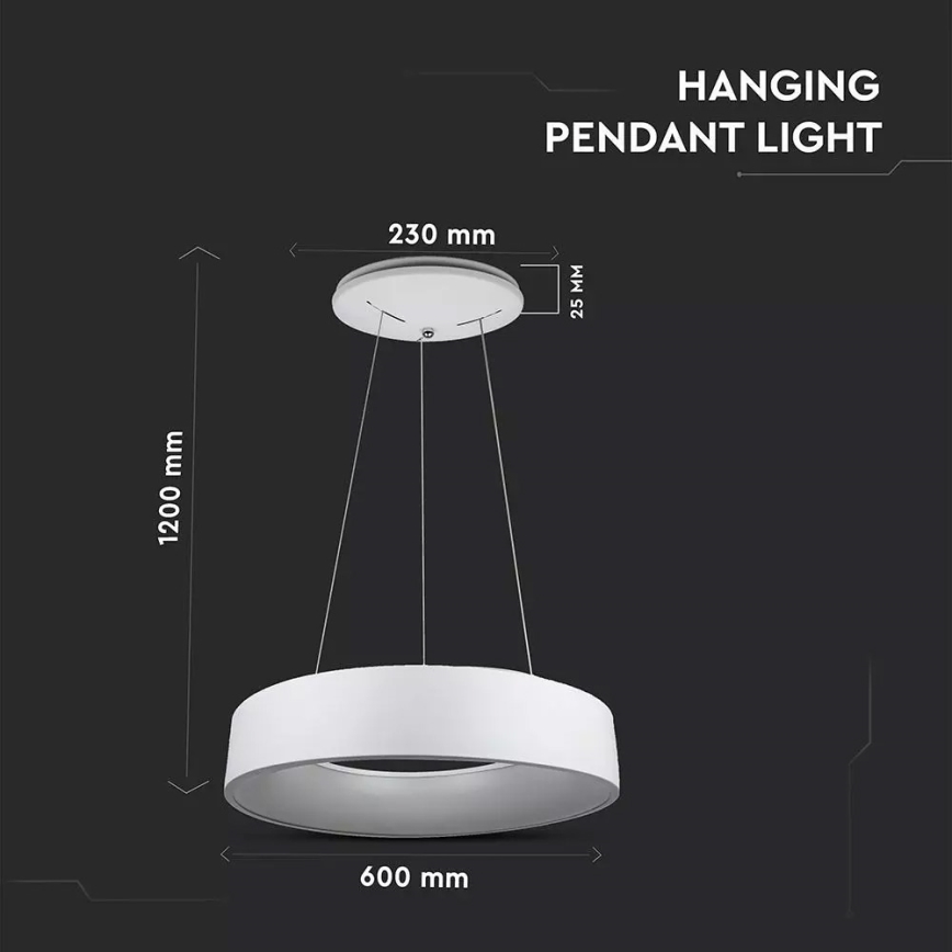 Світлодіодна підвісна люстра з регульованою яскравістю 1xLED/30W/230V