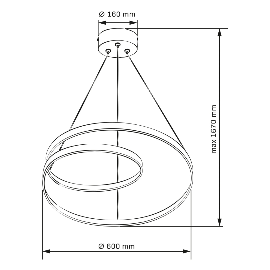 Світлодіодна підвісна люстра ZEFIRA LED/52W/230V 4000K діаметр 60 см антрацит