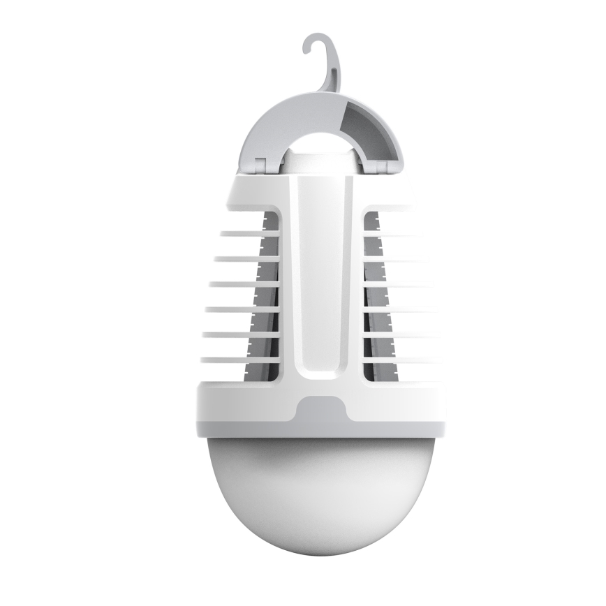 Світлодіодна портативна акумуляторна лампа з пасткою для комах LED/5W/1800 mAh IPX4 білий/сірий