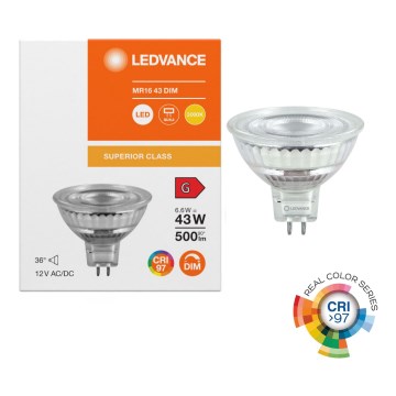 Світлодіодна рефлекторна лампа MR16 з можливістю димування GU5,3/6,6W/12V 3000K 36° CRI 97 - Ledvance