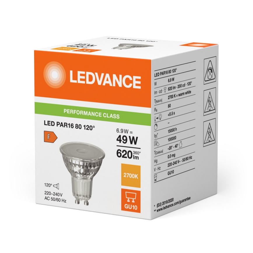 Світлодіодна рефлекторна лампа PAR16 GU10/6,9W/230V 2700K 120° - Ledvance
