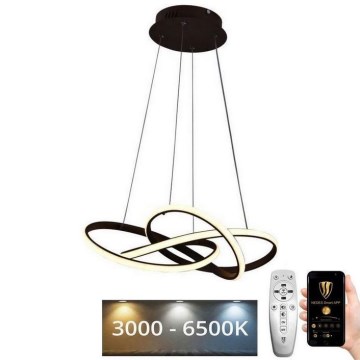 Світлодіодна регульована люстра на тросі LED/65W/230V 3000-6500K діам. 48 см коричнева + дистанційне керування